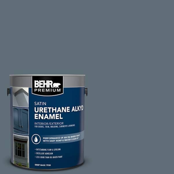 BEHR PREMIUM 1 gal. #N480-6 NYPD Urethane Alkyd Satin Enamel Interior/Exterior Paint