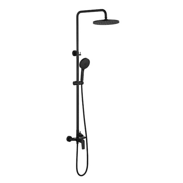 Single Handle 2-Spray Shower Faucet with Hand Shower, 1.8 GPM With 10in Head Shower in Matte Black