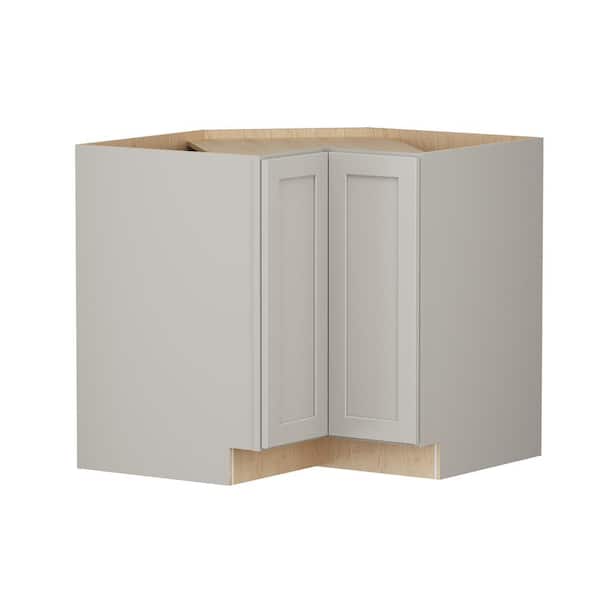 SIMPLY WOODMARK PRO Shaker Full Overlay 36 in W x 24 in D x 34.5 in H Plywood Assembled Lazy Susan Base Left Kitchen Cabinet in Stone Gray