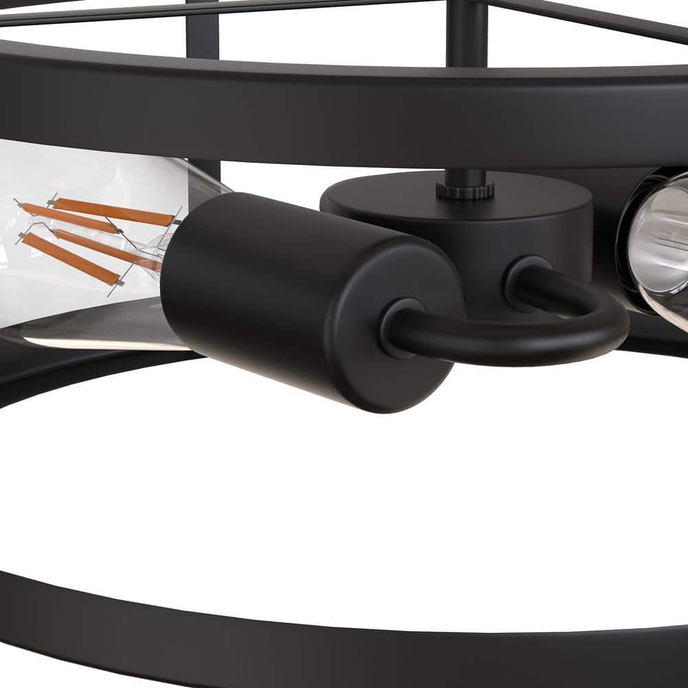 Matte Black 13" Metal Drum Flush Mount Ceiling Light