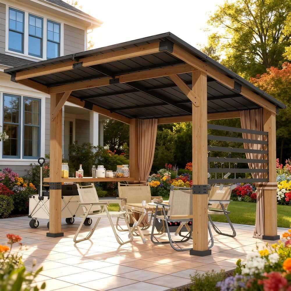 12 ft. x 10 ft. Cedar Wood Gazebo with Galvanized Steel Roof, Privacy Curtains and Ceiling Hook for Patio price history on PriceWatchPro