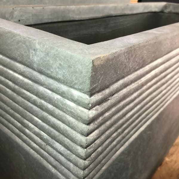 31.5 in. L Rectangular Slate Gray Concrete/Fiberglass Indoor Outdoor Modern  Elegant Planter