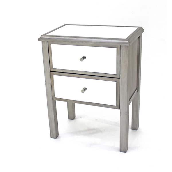 HomeRoots Mariana 30.5 in. Silver Wood End Table