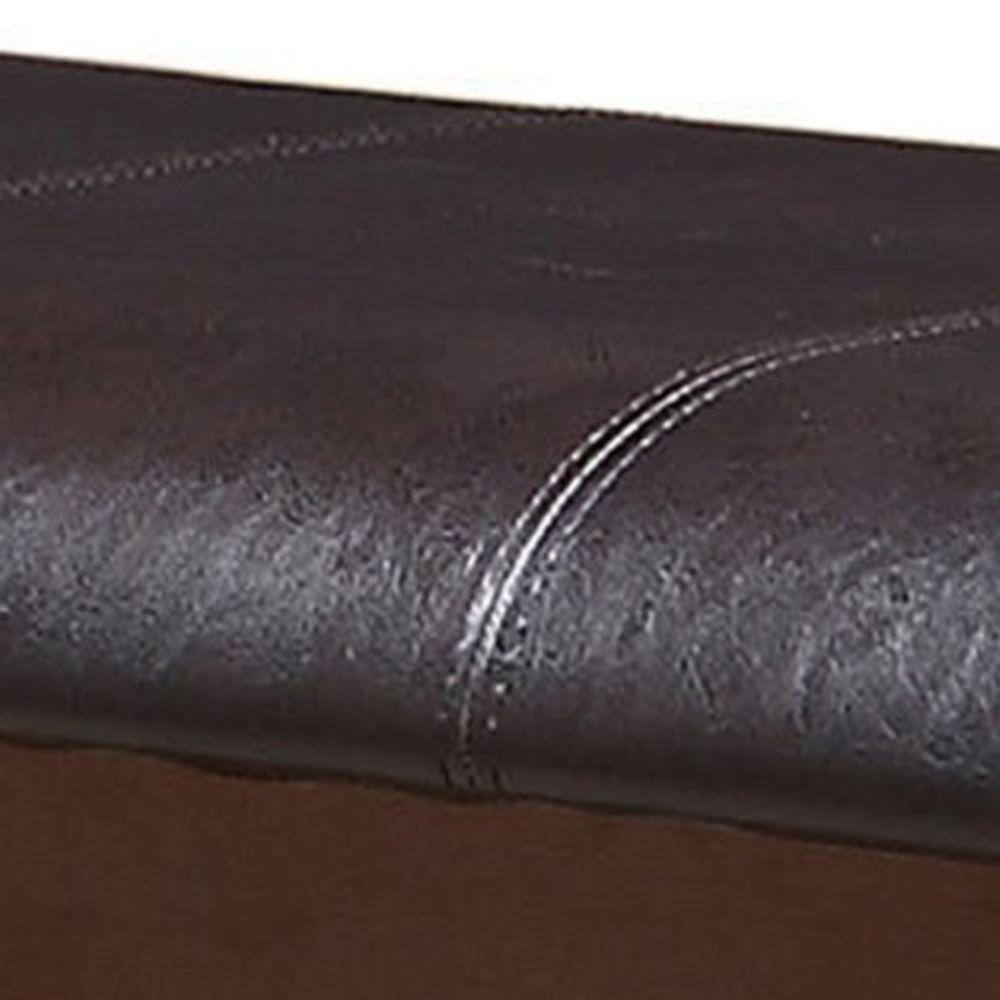 Elegant Dual-Tone Wooden Counter Height Bench with Leatherette Seat