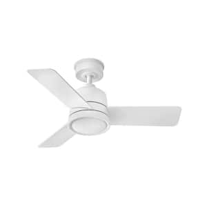Chet 36.0 in. Indoor/Outdoor Integrated LED Matte White Ceiling Fan with Remote Control