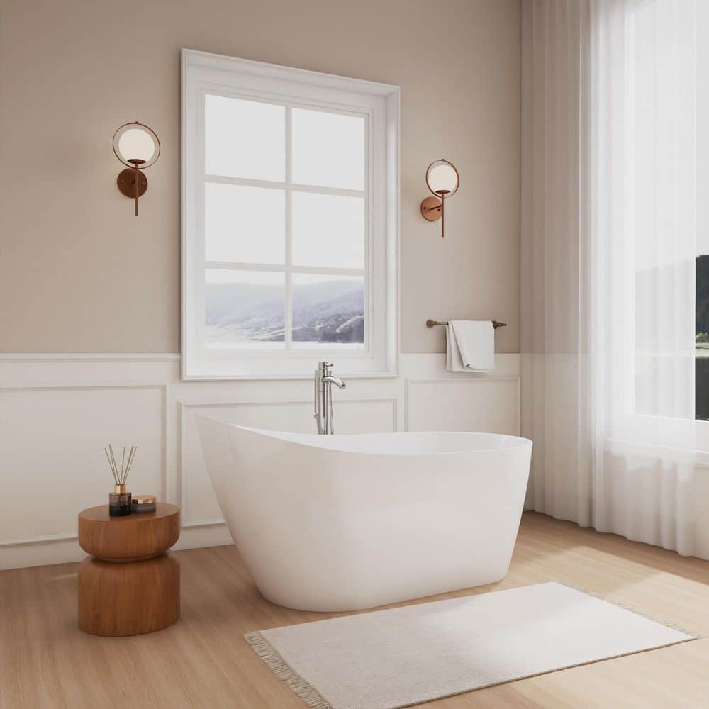 Davia 59 in. x 32 in. Soaking Bathtub with Center Drain in White with Polished Chrome Trim price history on PriceWatchPro