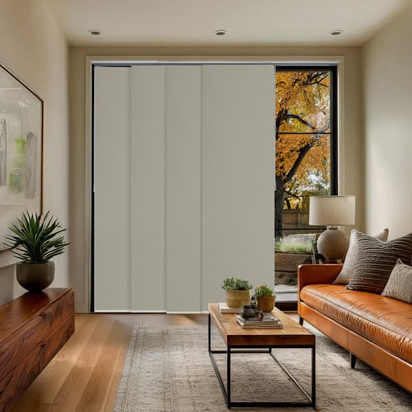 Chicology Movie Night Cut-to-Size Silver Blackout Adjustable Sliding Panel Track Blind with 23 in Slats Up to 86 in. W x 96 in. L