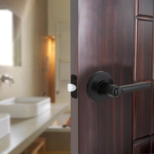 Tonebridge Matte Black Bed/Bath Door Lever with Round Rose 10-Pack