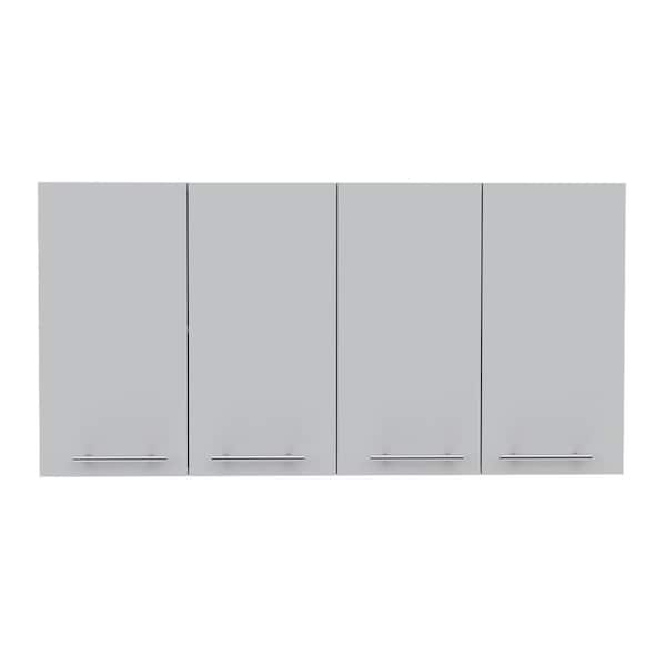 Aoibox 13.1-in W x 47.2-in D x 23.6-in H Particle Board Ready to Assemble Upper Wall Mounted Double Kitchen Cabinet in White