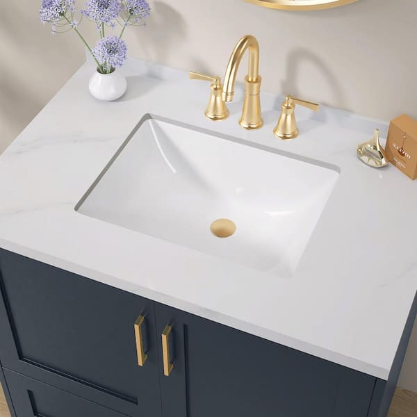 20.5 in. Rectangular Undermount Bathroom Sink Ceramic Vessel Vanity Lavatory Sink Basin in White with Overflow