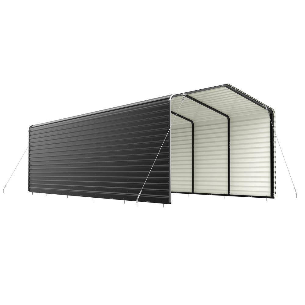 12 x 26 x 9.6 ft. Metal Carport with Corrugated Roof and Sidewall Panels-Black price history on PriceWatchPro