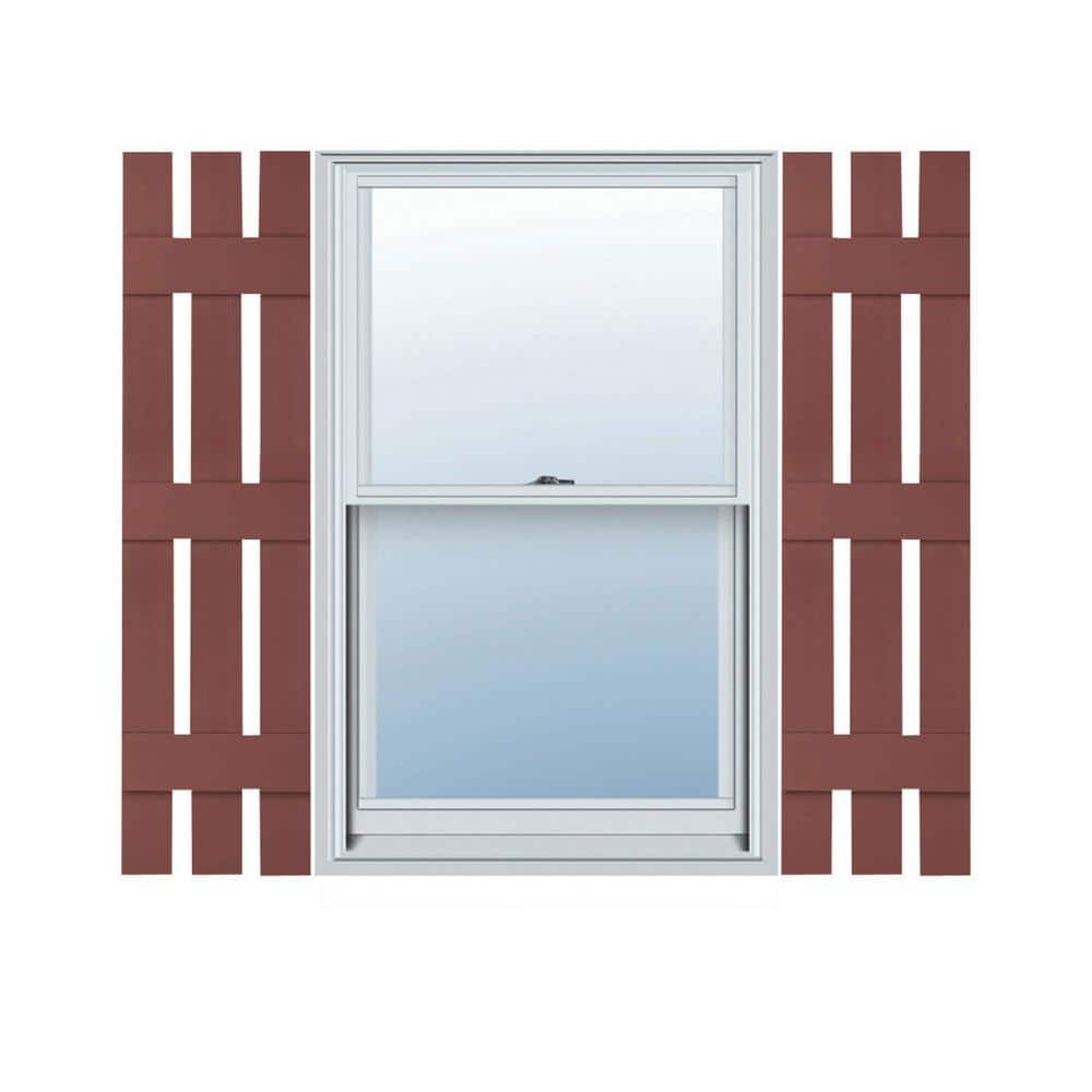 Burgundy Red Vinyl Board and Batten Decorative Shutters 12"W x 57"H