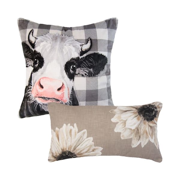Augusta 2-Piece Black and Beige Decor Pillow Set 18 in. x 18 in. and 12 in. x 22 in.