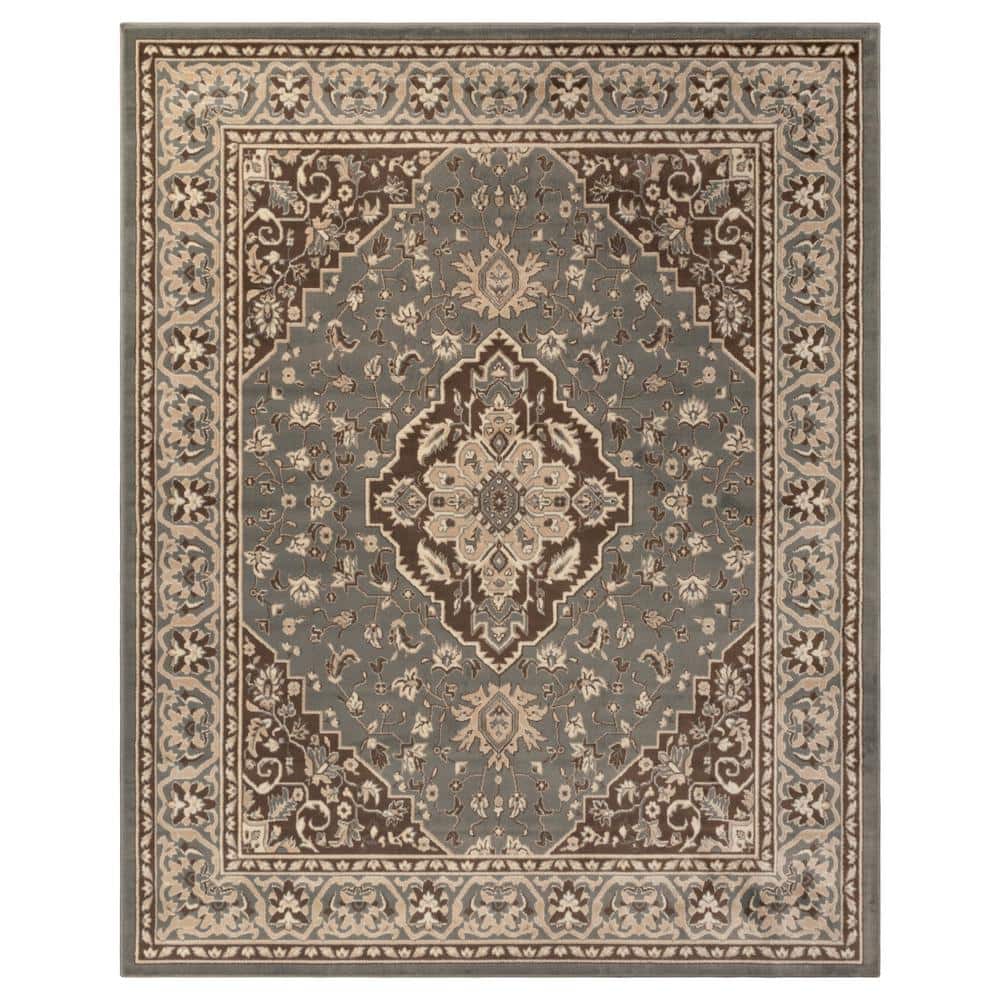 Gray Floral Medallion Synthetic Indoor Area Rug, 3'x5'
