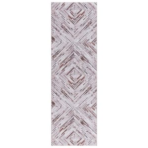 Faux Hide Beige/Brown 3 ft. x 8 ft. Machine Washable Striped Solid Color Runner Rug