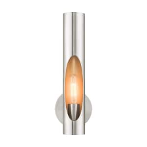 Novato 5.125 in. 1-Light Brushed Nickel Sconce with Gold Accents