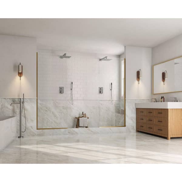 10 in. 2-Spray Wall-Mount Dual Fixed and Handheld Shower Head with Pressure-Balancing Valve 2.5 GPM in Brushed Nickel