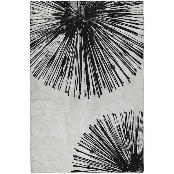 Dream Shag Premium Machine Washable Abstract ADS642 Black 5 ft. x 7 ft. 6 in. Area Rug