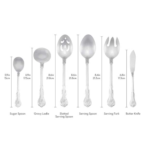 Bouquet Monogrammed Letter S 46-Piece Silver Stainless Steel Flatware Set (Service for 8)