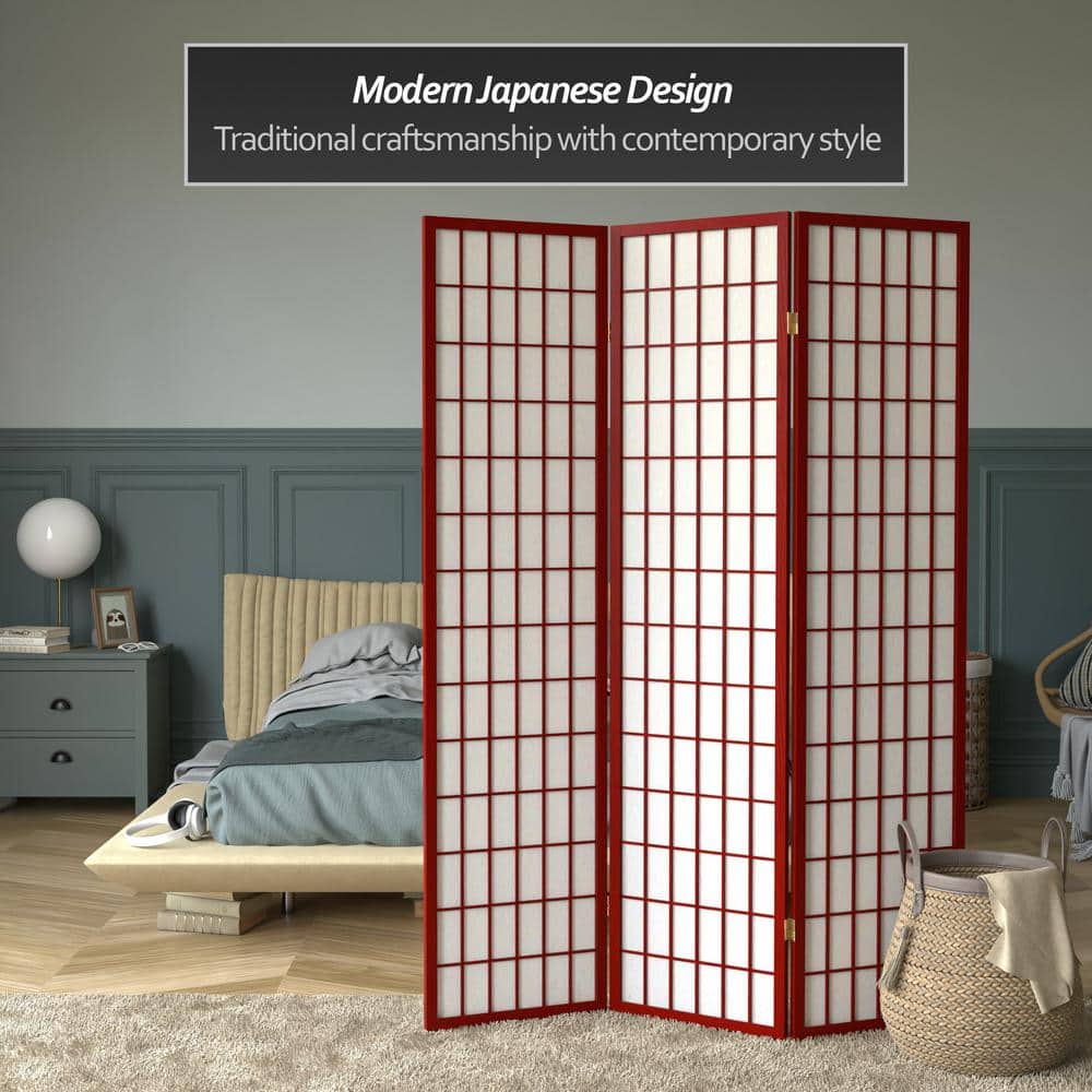 Rosewood 6 ft Tall Shoji Screen with Spruce Frame