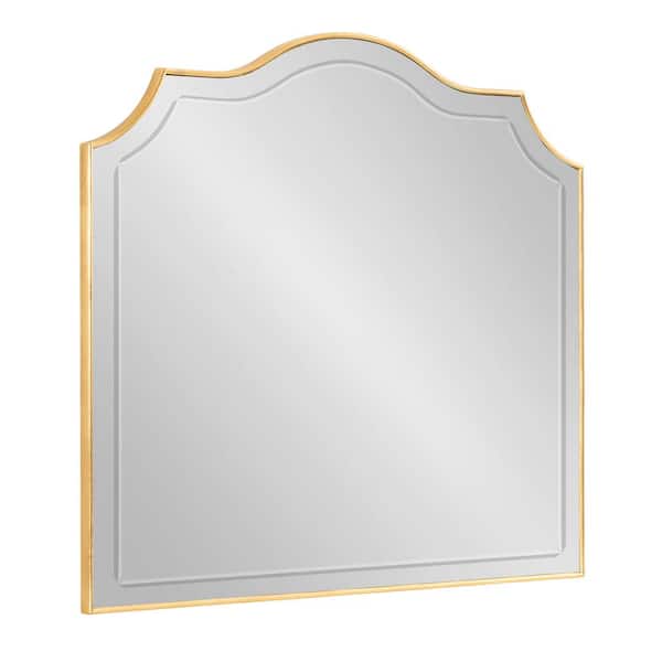 Kate and Laurel Hollyn 31.50 in. W x 27.50 in. H Gold Arch Traditional Framed Decorative Wall Mirror