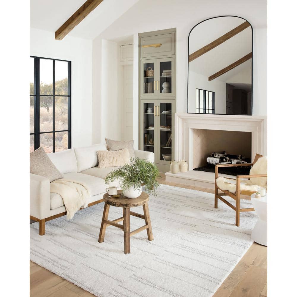 Bliss Shag Gray and White Geometric Wool Area Rug