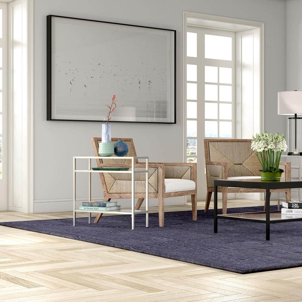 Satin Nickel Rectangular Metal and Glass Side Table