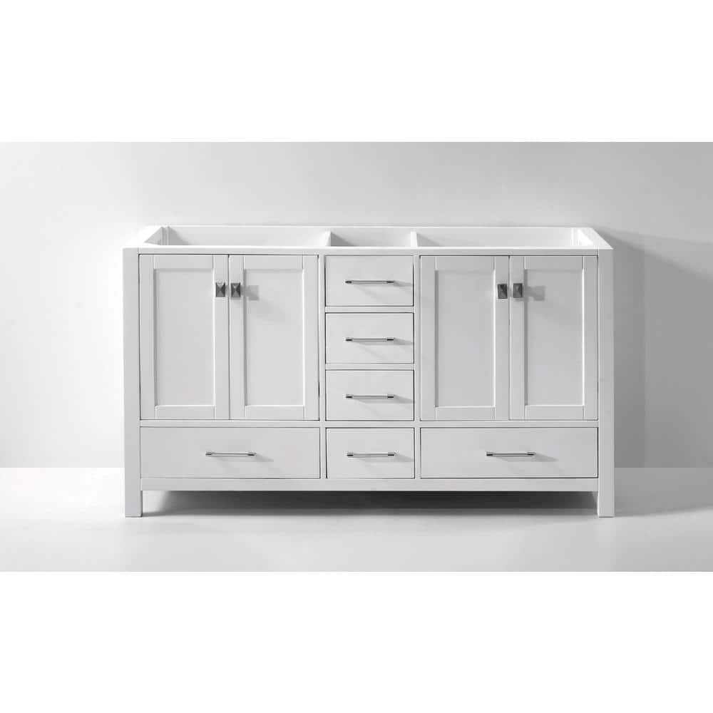 Caroline Avenue 60" White Solid Oak Double Vanity Cabinet