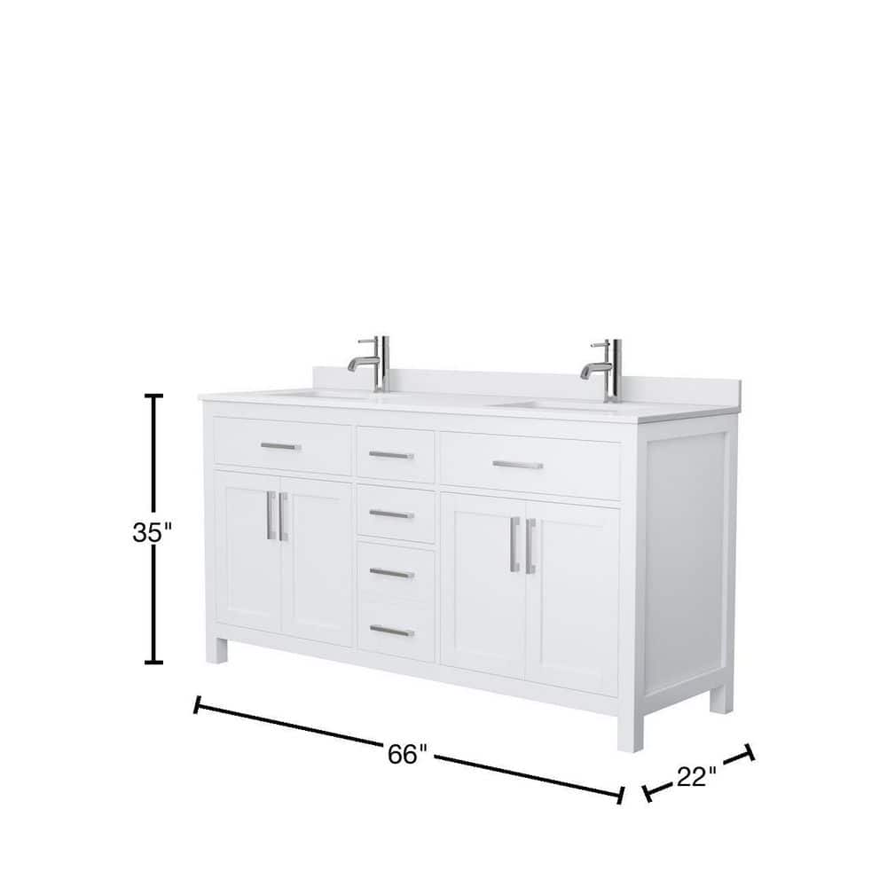 Beckett Freestanding 66'' White Double Vanity with Cultured Marble Top