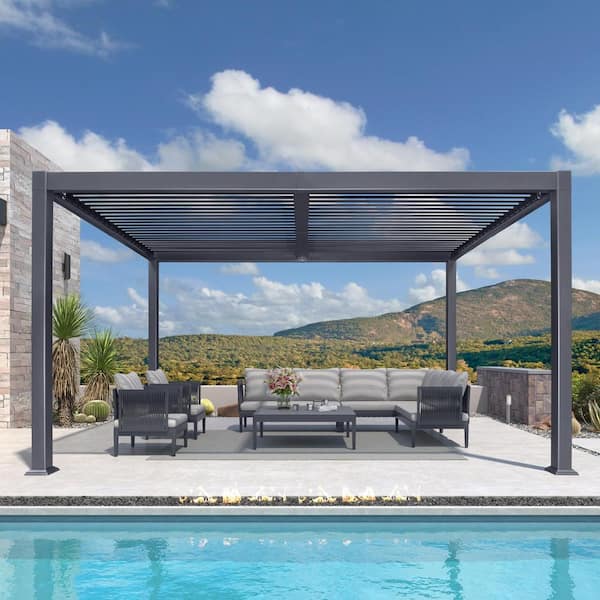 【大放出】 Glass-roots kubire & LSA outdoor PURPLE LEAF 10 ft. x 14 ft. Gray Aluminum Outdoor Patio