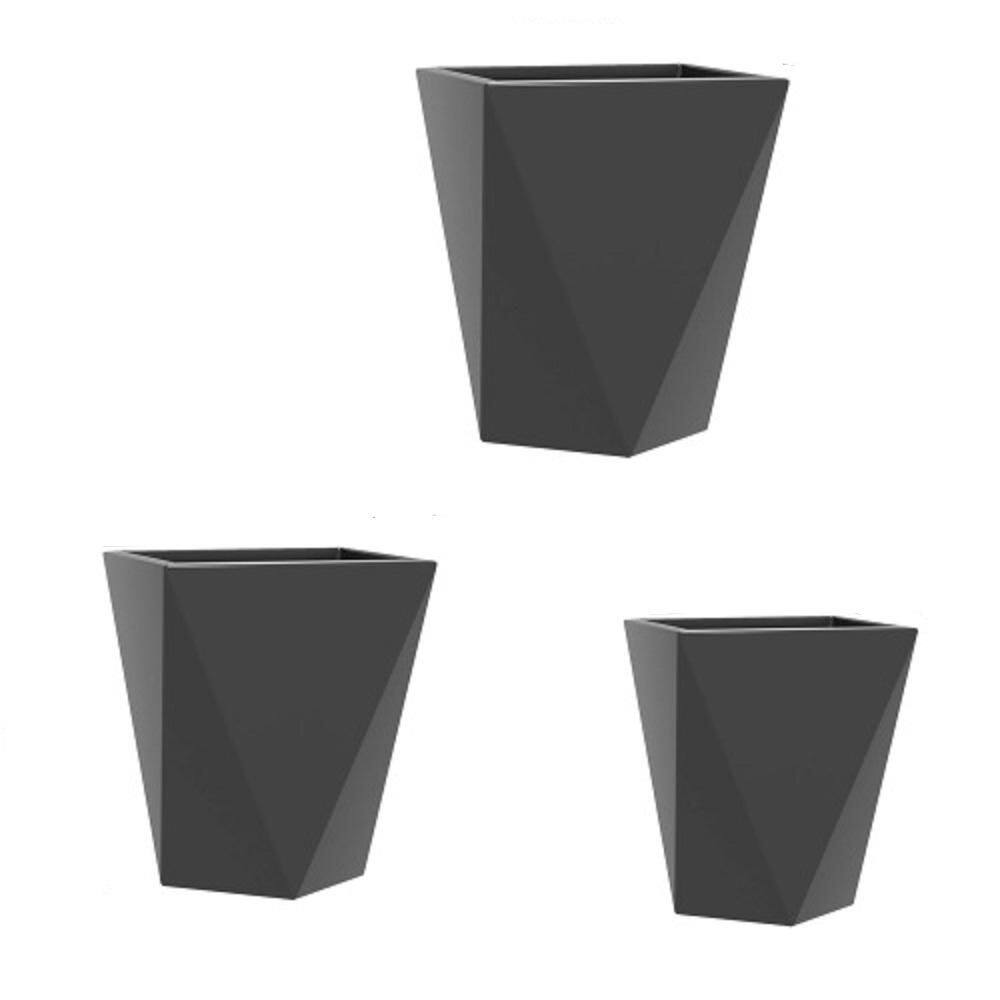 15.25 in. L x 12.5 in. W x 18 in. H Gray Polyrattan Square Planter Pots with Drainage Holes & Stackable Design (3-Pack) price history on PriceWatchPro