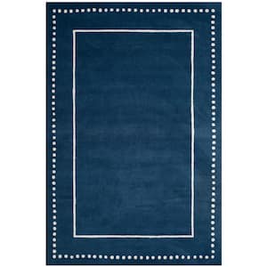 Bella Navy Blue/Ivory Doormat 3 ft. x 5 ft. Dotted Border Area Rug