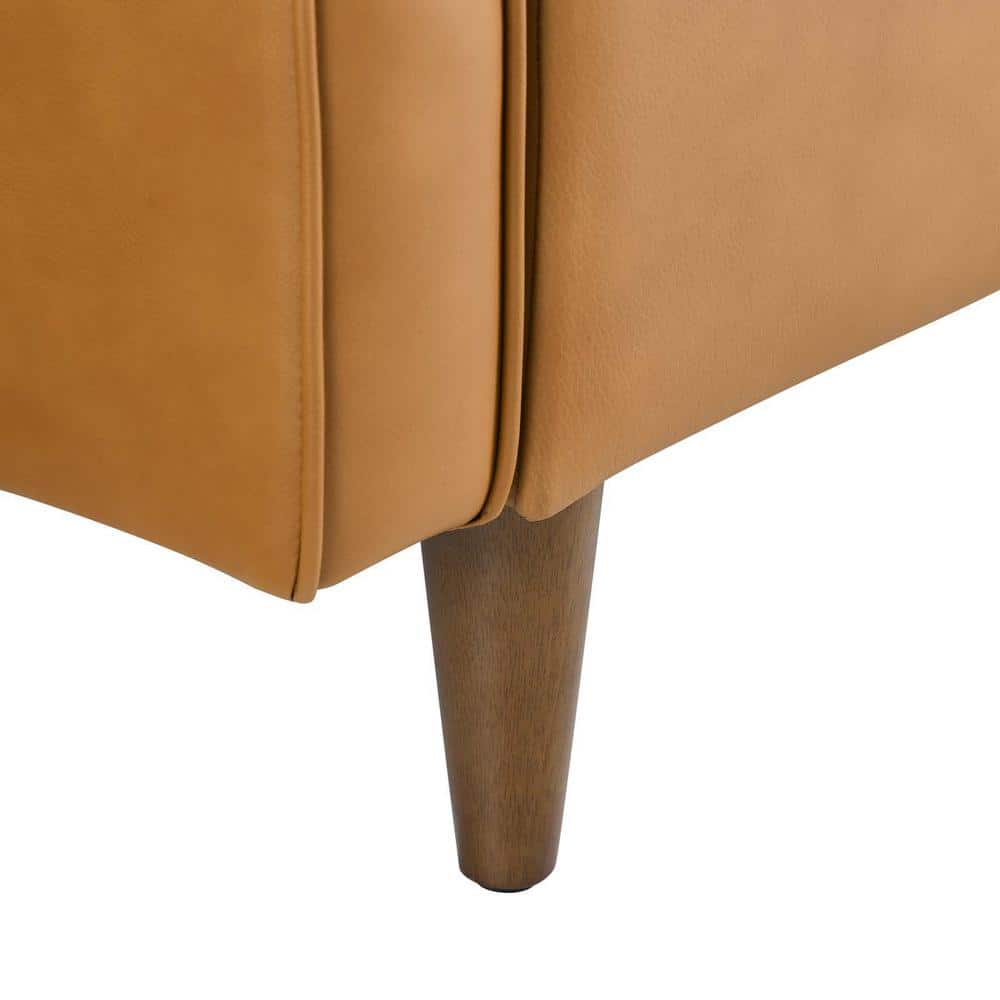 Tan Genuine Leather Split Back Loveseat with Track Arms