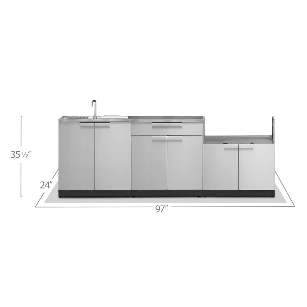 Stainless Steel 3-Piece Outdoor Kitchen Cabinet Set with Sink