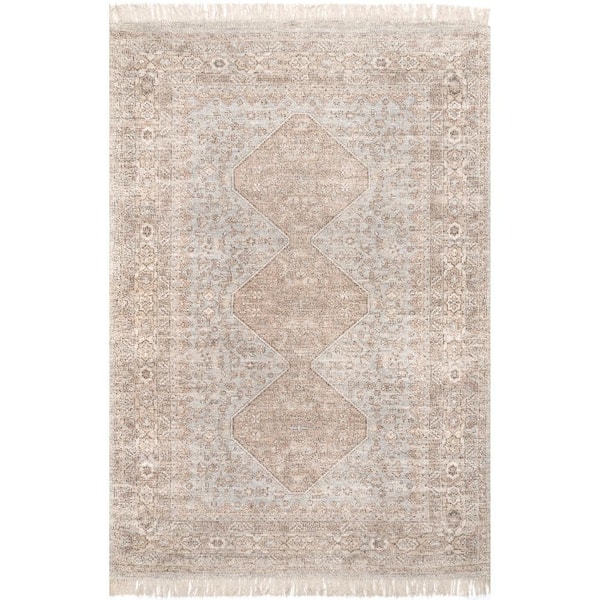 Rosia Traditional Persian Tasseled Khaki 9 ft. x 12 ft. Area Rug