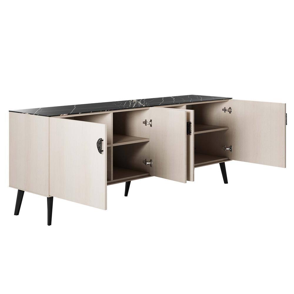 Haley 78.7" Black and White Mid-Century Modern Sideboard