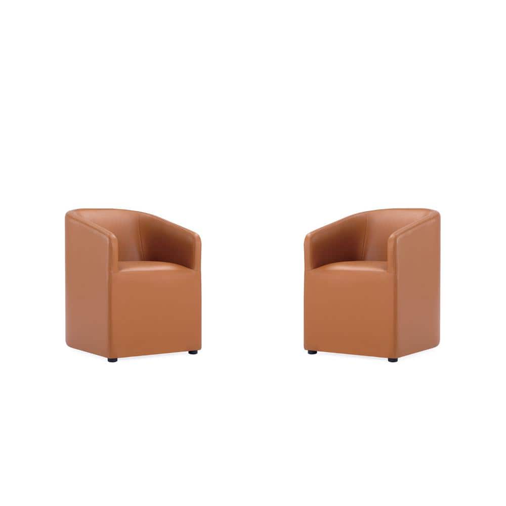 Saddle Faux Leather Upholstered Arm Chair Set