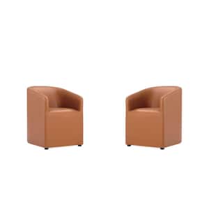 Anna Saddle Round Faux Leather Dining Armchair (Set of 2)