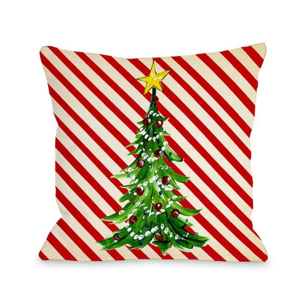 Unbranded Christmas Tree Stripes Polyester Standard Throw Pillow