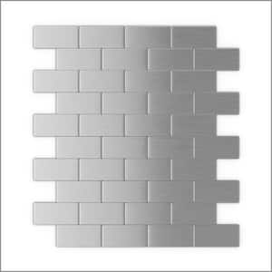 Brick Stainless 10.98 in. x 11.85 in. x 5 mm Metal Peel and Stick Wall Mosaic Tile 5.42 sq. ft. (6 Pack)