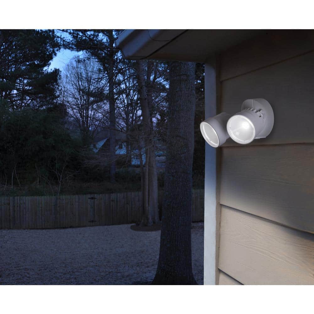 2-Light White Outdoor Integrated LED Flood Light with Polycarbonate Lens
