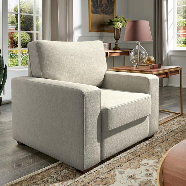 HomeSullivan Beige Woven Fabric Upholstered Square Arm Sofa