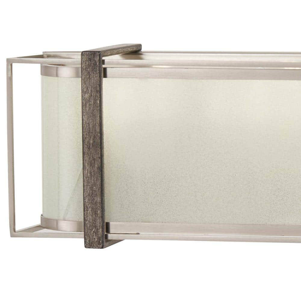 Tyson's Gate Brushed Nickel & Shale Wood 6-Light Vanity with White Iris Glass