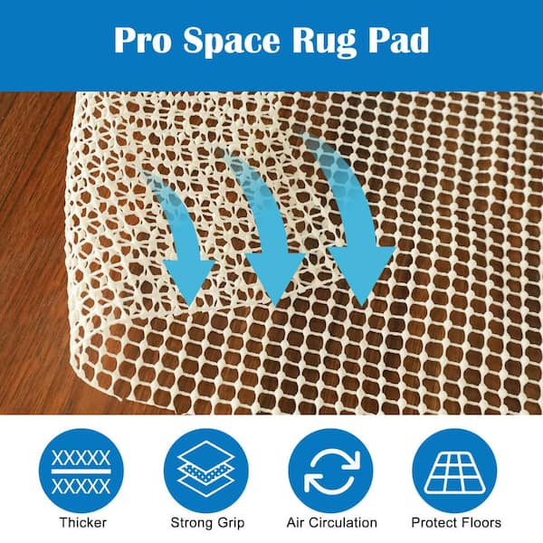 Pro Space 5 ft. x 7 ft. Rectangle White Fishing Net Non-Slip Grip Rug Pad 0.06 Thick