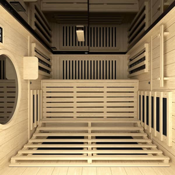 VEIKOUS 2-Person Indoor Infrared Hemlock Sauna Room with 8