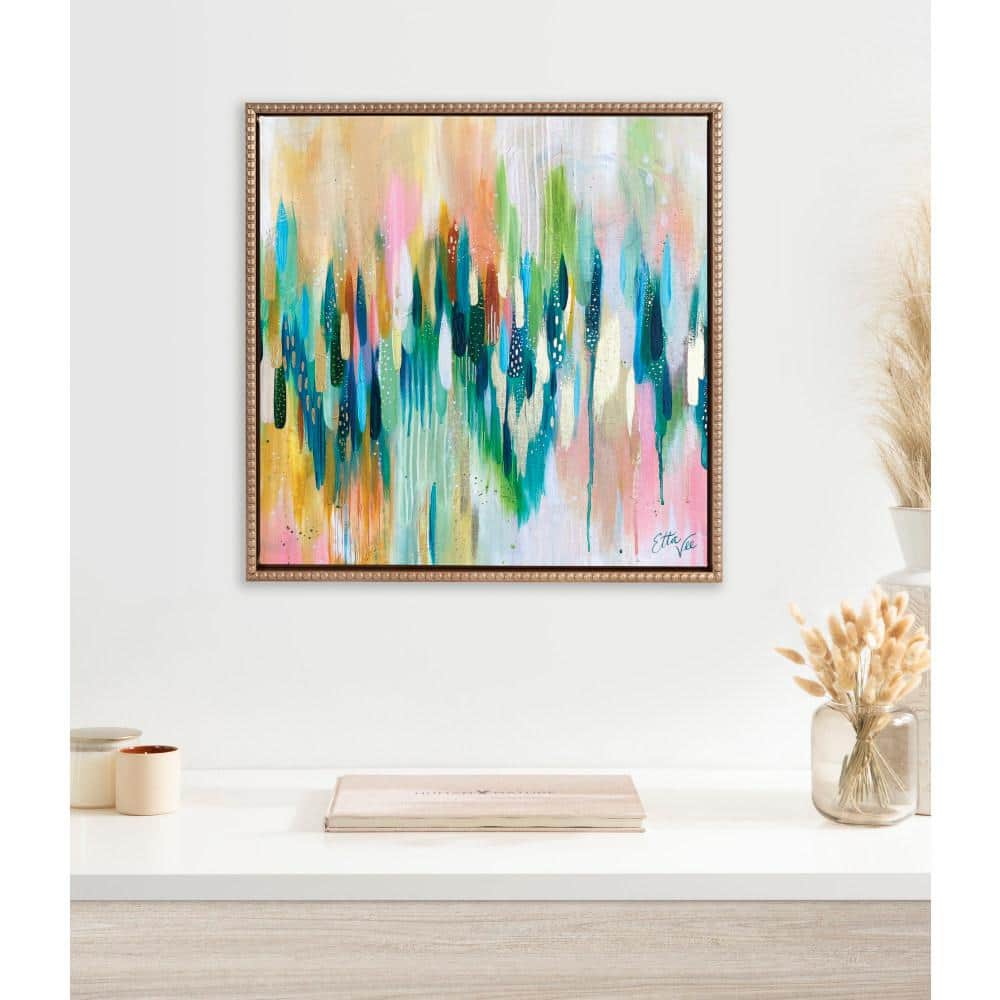 22" x 22" Gold Framed Abstract Canvas Wall Art