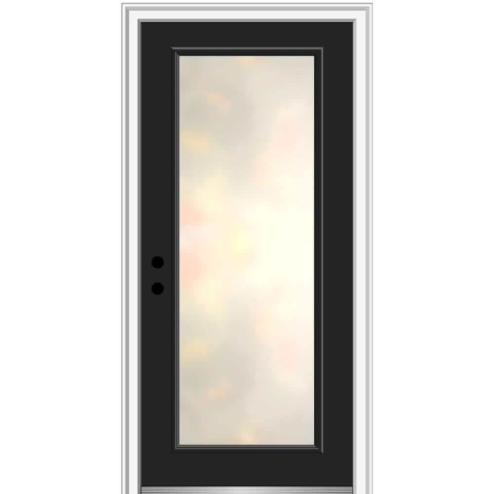 Blanca 36 in. x 80 in. Right-Hand Inswing Full Lite Satin Glass Black Painted Prehung Fiberglass Front Door price history on PriceWatchPro