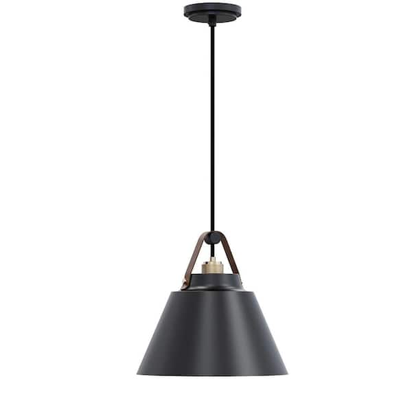 Tuxford 1-Light 12.25 in. Matte Black Plug and Play Pendant with SkyPlug