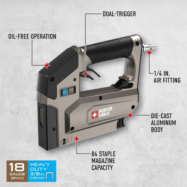 Pneumatic 18-Gauge 3/8 in. Crown Stapler