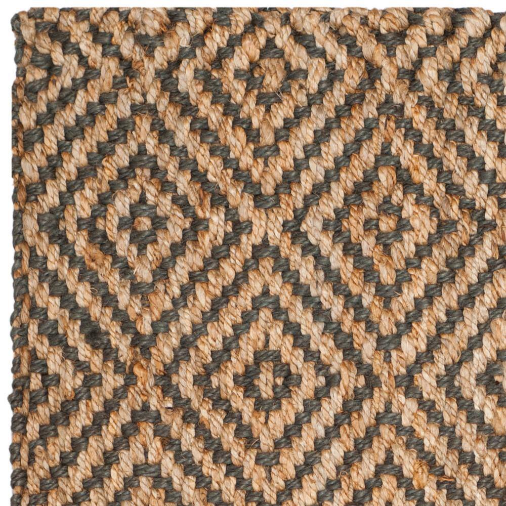 Natural Grey Handwoven Geometric Jute Area Rug 3x5